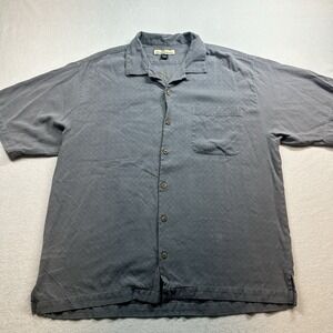 Tommy Bahama Mens L Silk Martini Better Late Than Bait Embroidered Gray Shirt